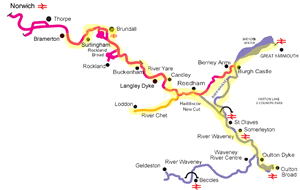 Map of Southern Broads rivers